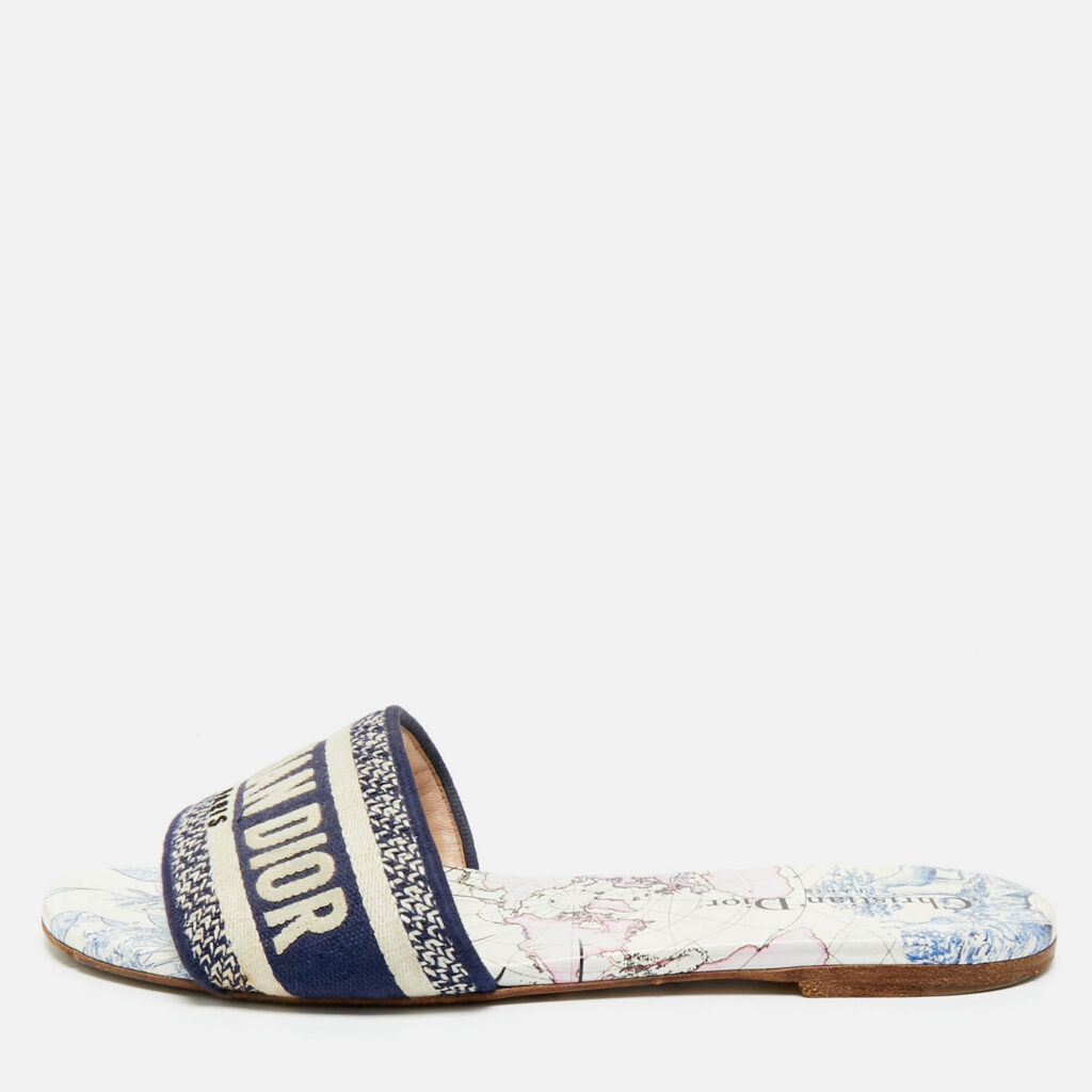 Dior Multicolor Canvas Dway Slide Sandals Size 39 Dior Multicolor Canvas Dway Slide Sandals Size 39