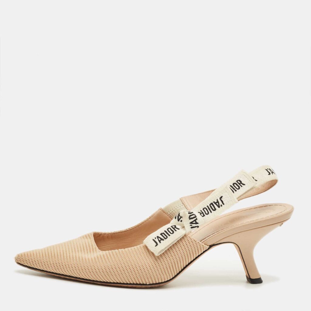 Dior Beige Fabric J'Adior Slingback Pumps Size 38 Dior Beige Fabric J'Adior Slingback Pumps Size 38