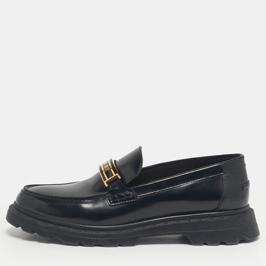 Dior Black Brushed Leather Code Loafers Size 40 Dior Black Brushed Leather Code Loafers Size 40