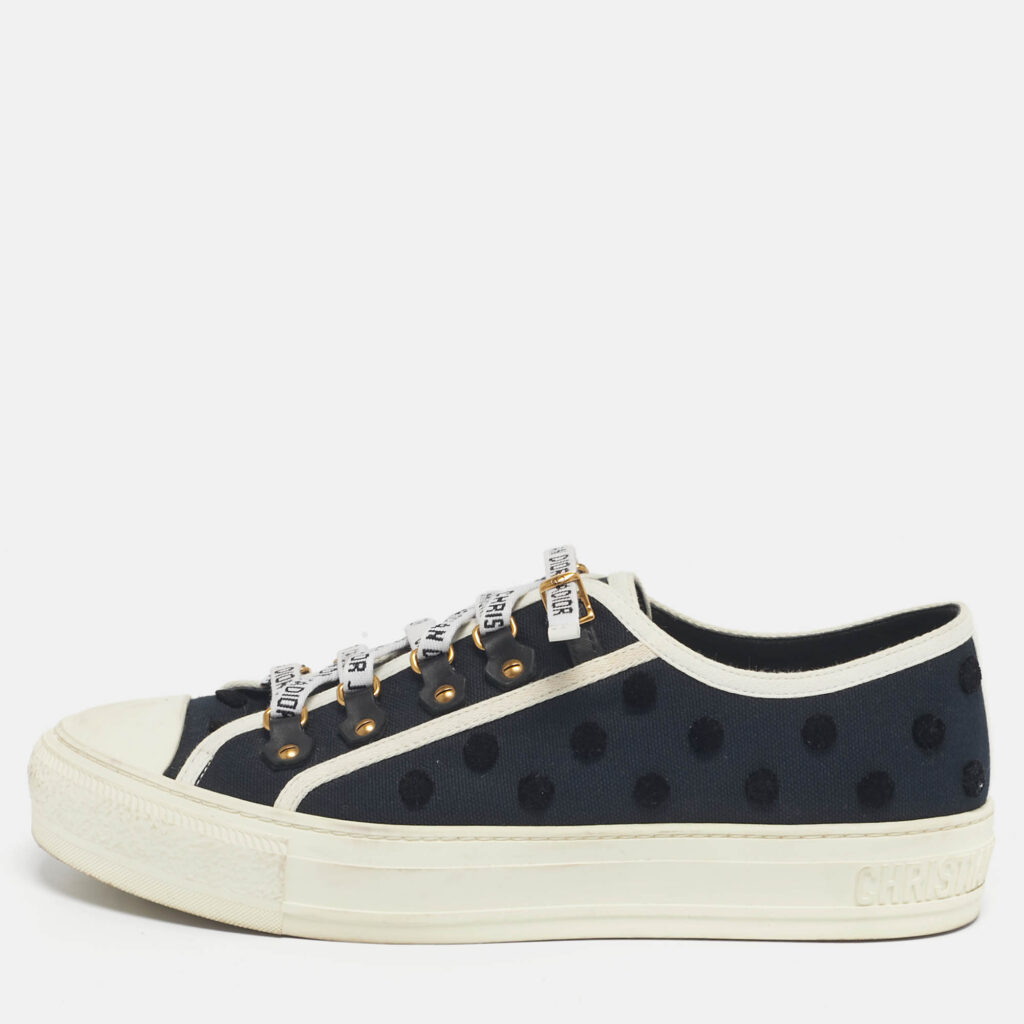 Dior Navy Blue Canvas and Rubber Walk'n'Dior Low Top Sneakers Size 39.5