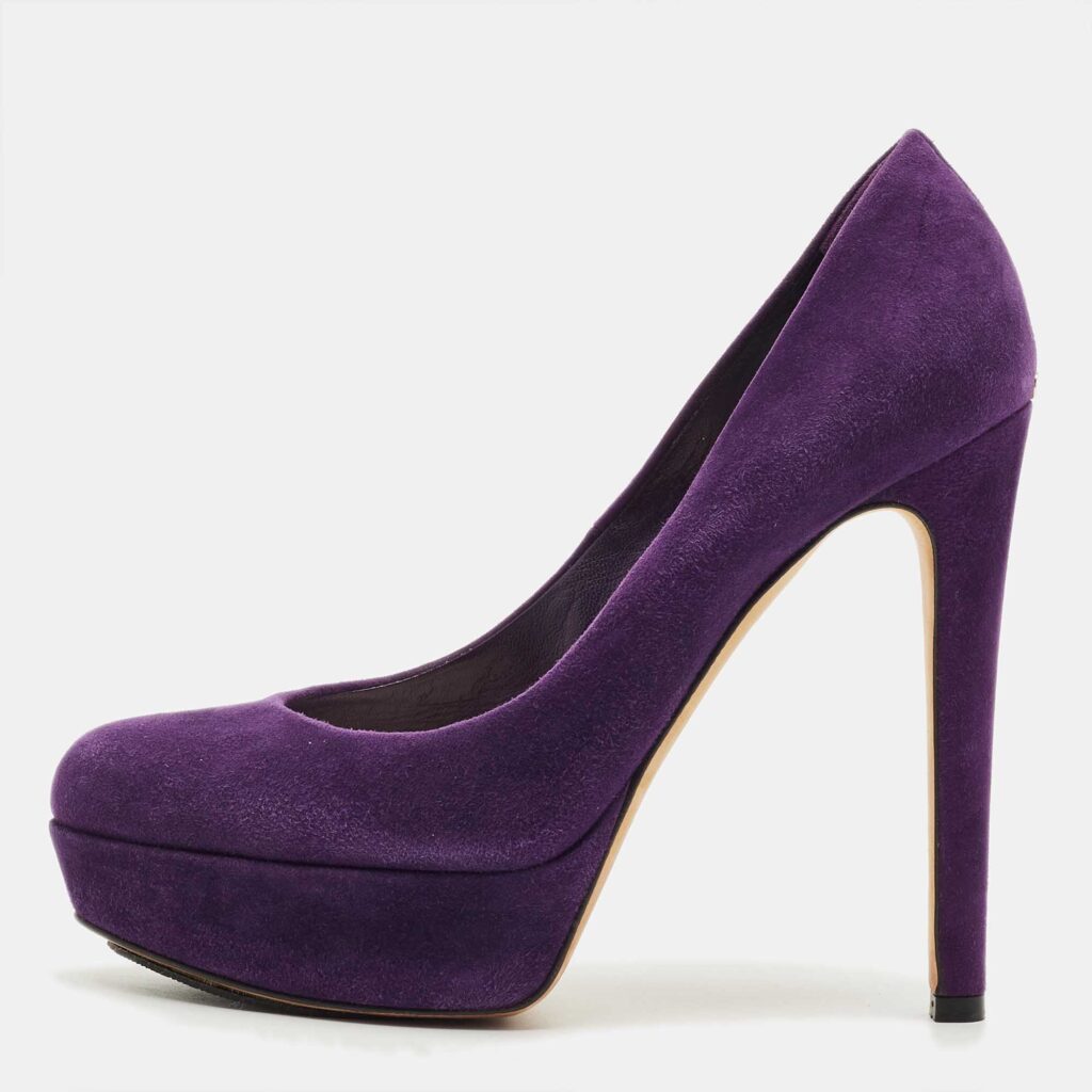 Dior Purple Suede Round Toe Platform Pumps Size 38 Dior Purple Suede Round Toe Platform Pumps Size 38