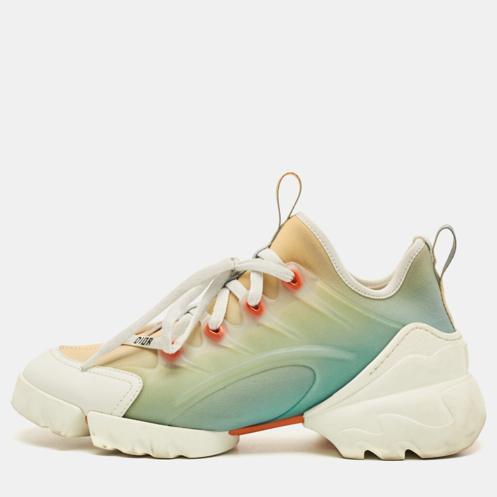 Dior Multicolor PVC and Fabric D-Connect Lace Up Sneakers Size 37