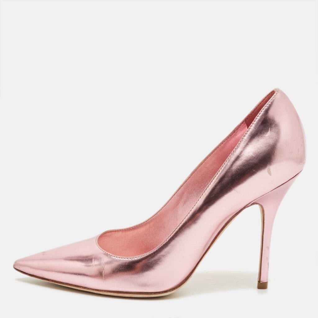 Dior Metallic Pink Leather Cherie Pointed-Toe Pumps Size 36 Dior Metallic Pink Leather Cherie Pointed-Toe Pumps Size 36
