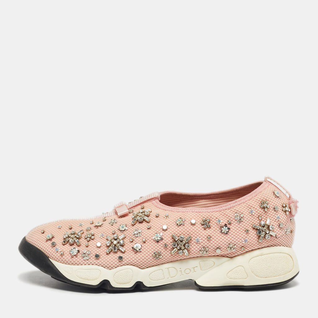 Dior Pink Mesh Fusion Slip On Sneakers Size 40