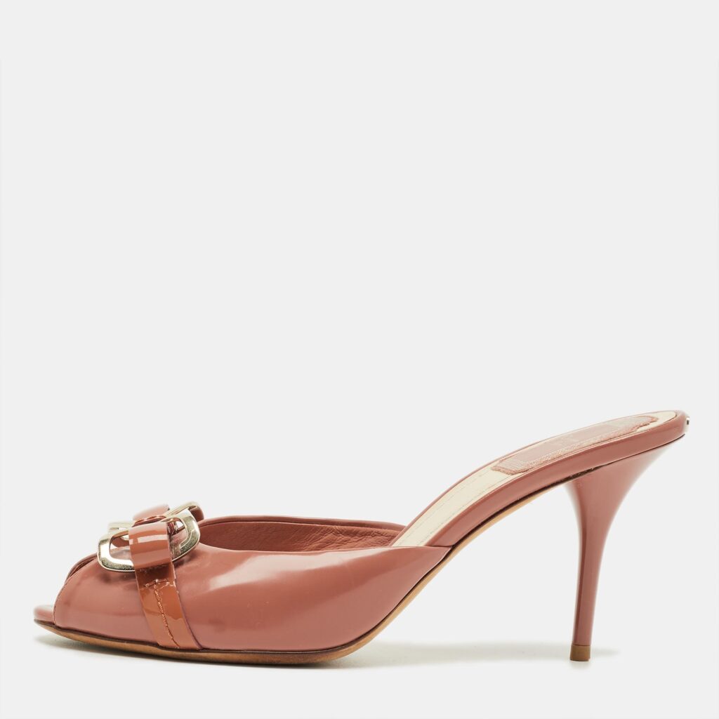 Dior Burgundy Leather Bow Peep Toe Slide Sandals Size 36.5 Dior Burgundy Leather Bow Peep Toe Slide Sandals Size 36.5