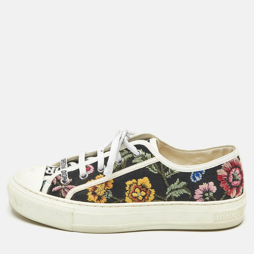 Dior Multicolor Floral Embroidered Canvas Walk'n'Dior Sneakers Size 37.5
