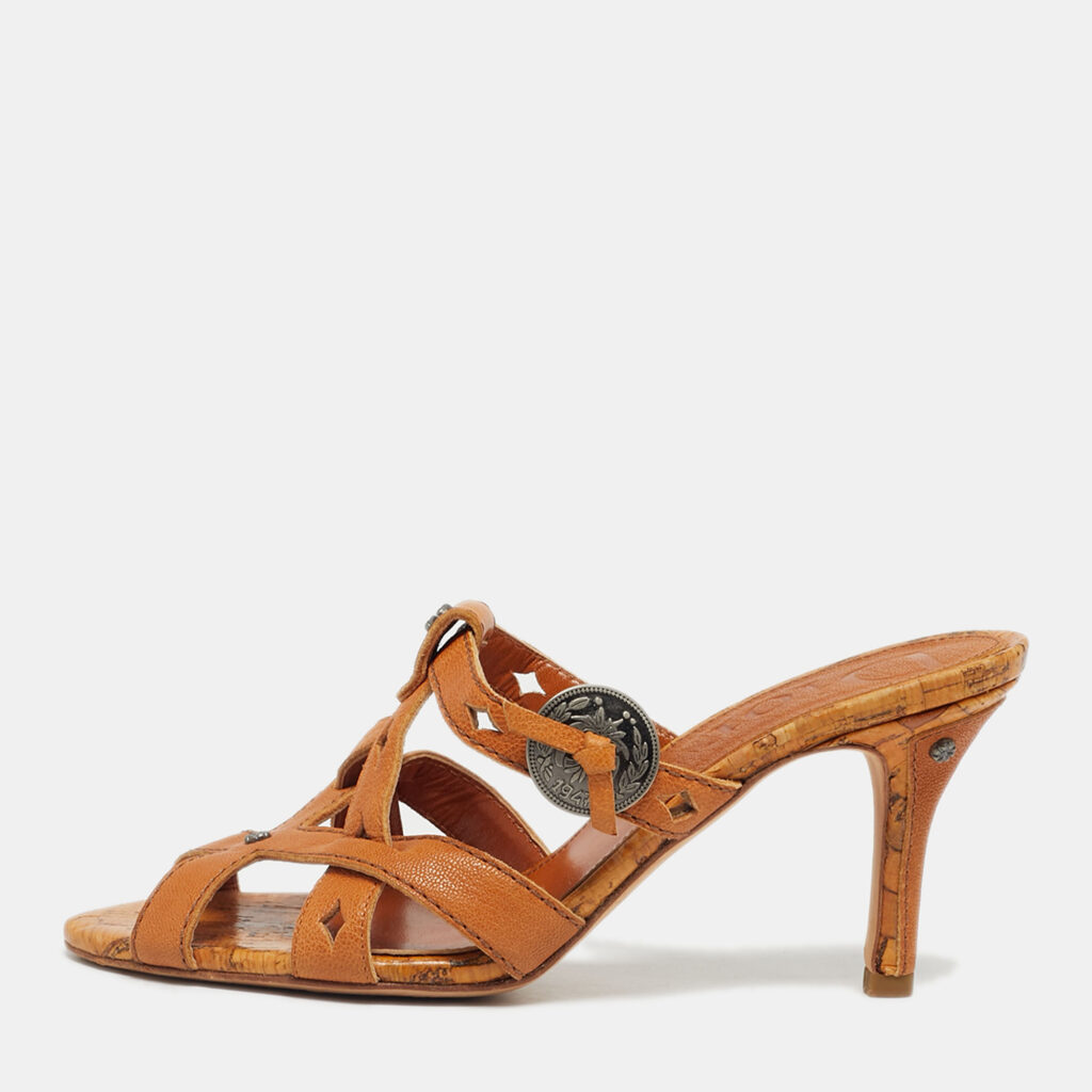 Dior Brown Leather Strappy Mules Size 36.5