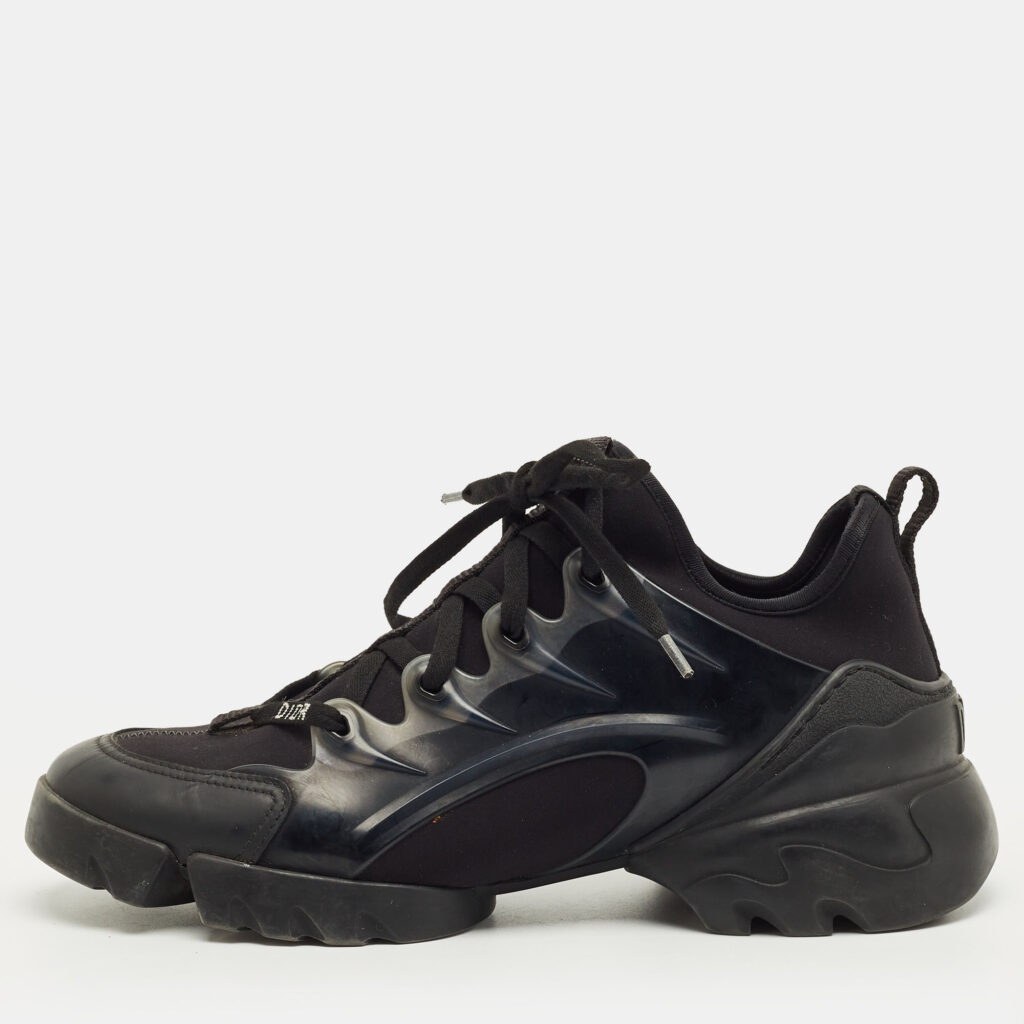 Dior Black Neoprene and PVC D-Connect Low Top Sneakers Size 38.5 Dior Black Neoprene and PVC D-Connect Low Top Sneakers Size 38.5