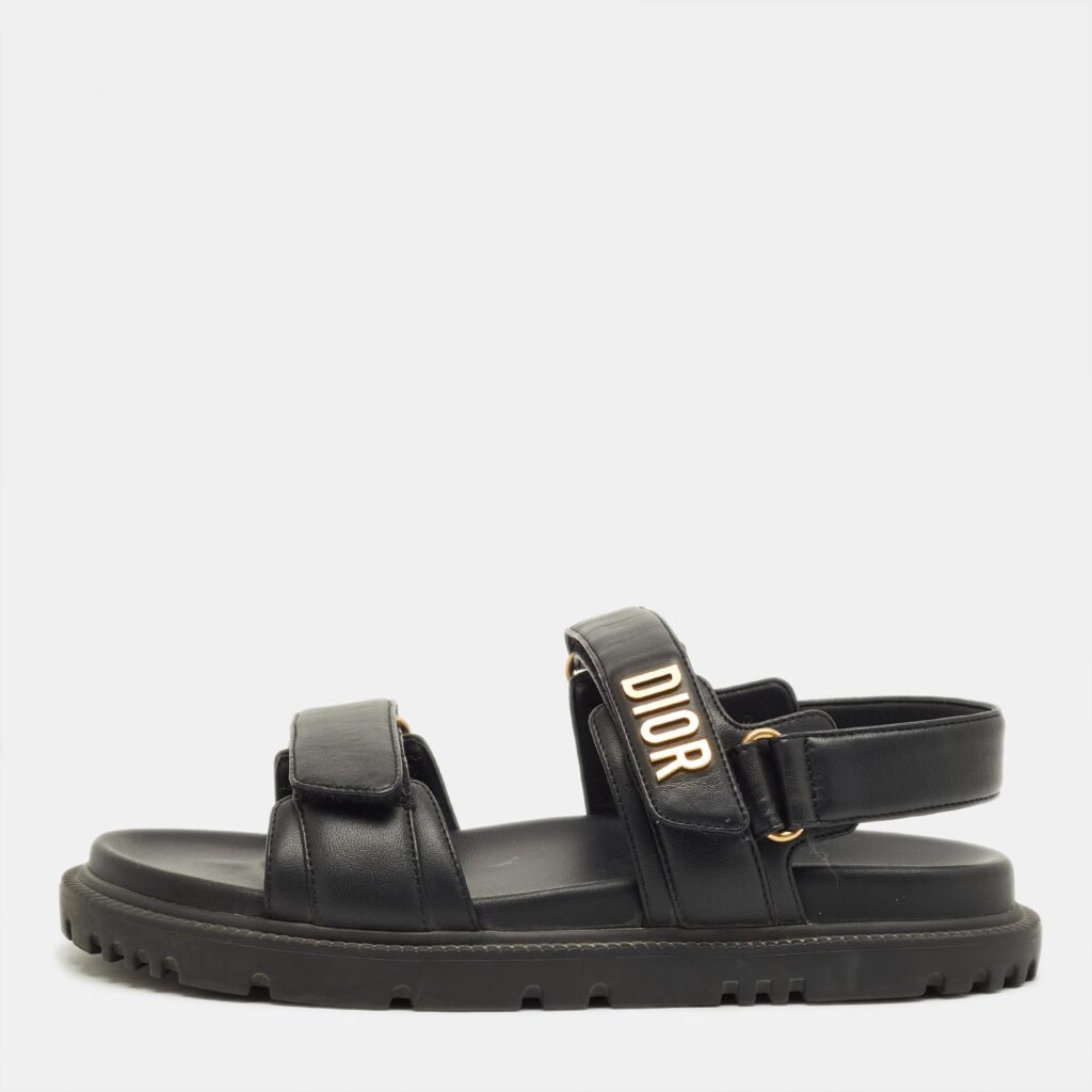Dior Black Leather DiorAct Slingback Sandals Size 39.5 Dior Black Leather DiorAct Slingback Sandals Size 39.5