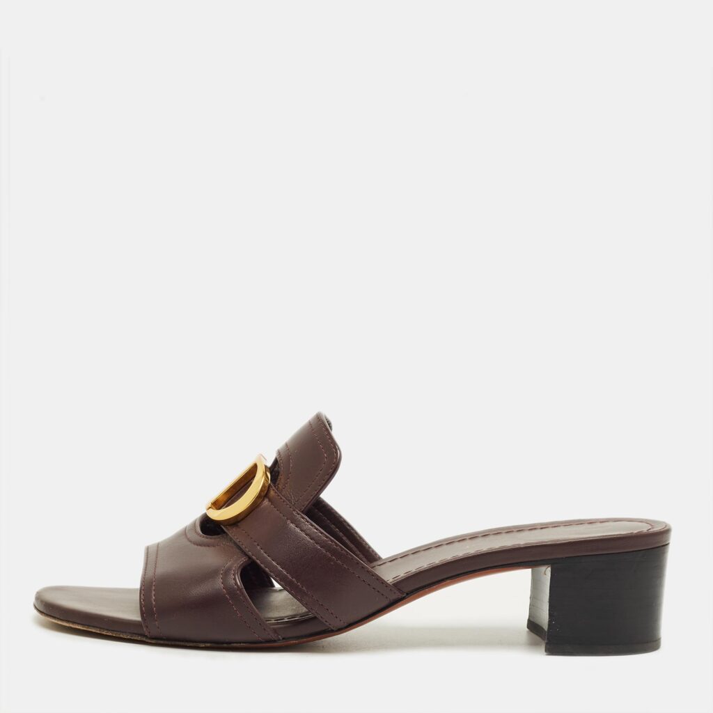 Dior Burgundy Leather 30 Montaigne Slide Sandals Size 41 Dior Burgundy Leather 30 Montaigne Slide Sandals Size 41