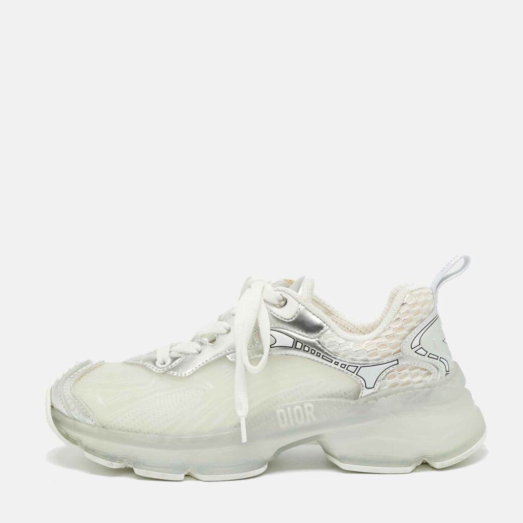 Dior White/Silver Mesh and Leather Vibe Sneaker Size 36 Dior White/Silver Mesh and Leather Vibe Sneaker Size 36