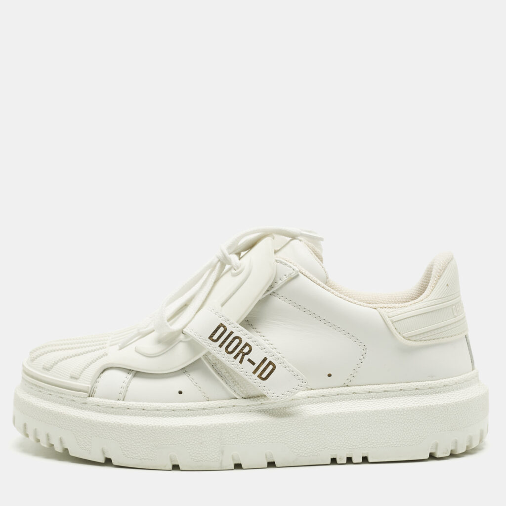 Dior White Leather and Rubber Dior ID Lace Up Sneakers Size 36 Dior White Leather and Rubber Dior ID Lace Up Sneakers Size 36