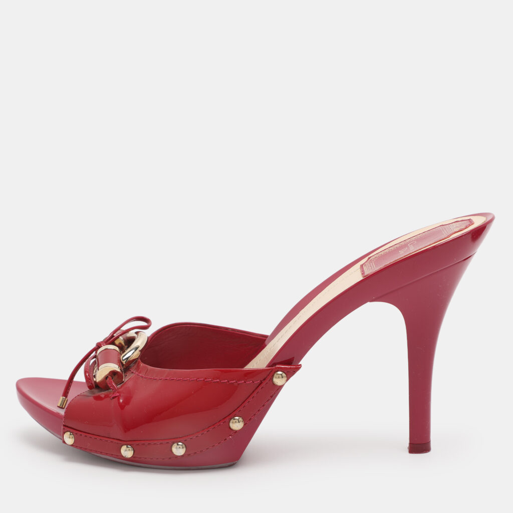 Dior Pink Patent Leather Bow Slide Sandals Size 40 Dior Pink Patent Leather Bow Slide Sandals Size 40