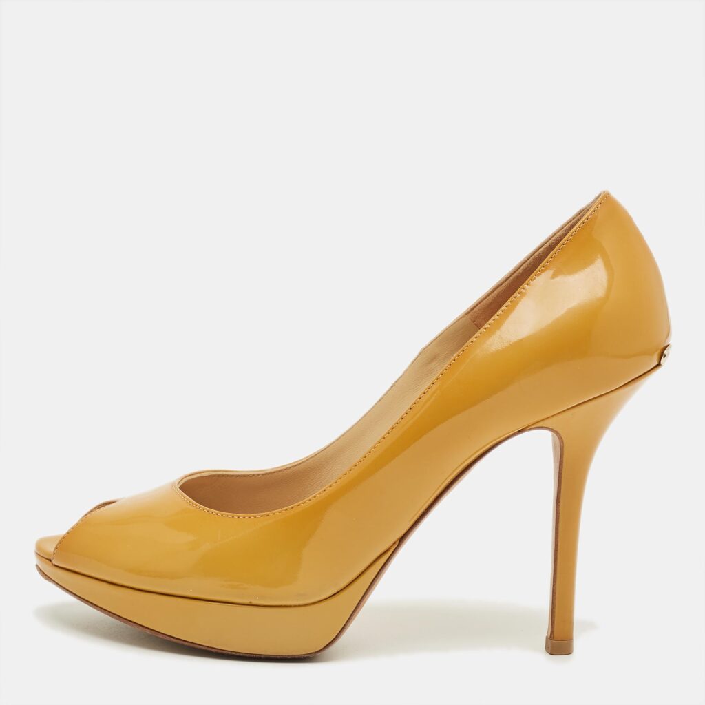 Dior Yellow Patent Leather Miss Dior Platform Pumps Size 38