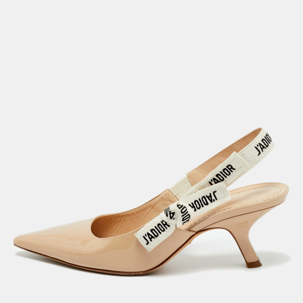 Dior Beige Fabric and Patent Leather J'Adior Pumps Size 37.5