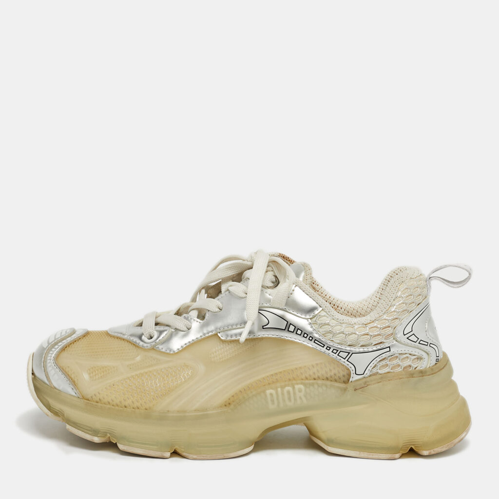 Dior Two Tone Jelly and Leather Vibe Lace Up Sneakers Size 37