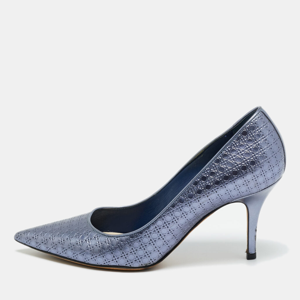 Dior Metallic Blue Patent Leather Cherie Pointed Toe Pumps Size 36.5 Dior Metallic Blue Patent Leather Cherie Pointed Toe Pumps Size 36.5