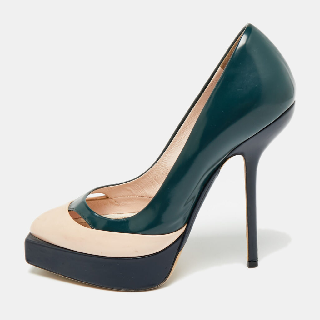 Dior Size 36 Multicolor Leather Square Sole Platform Pumps