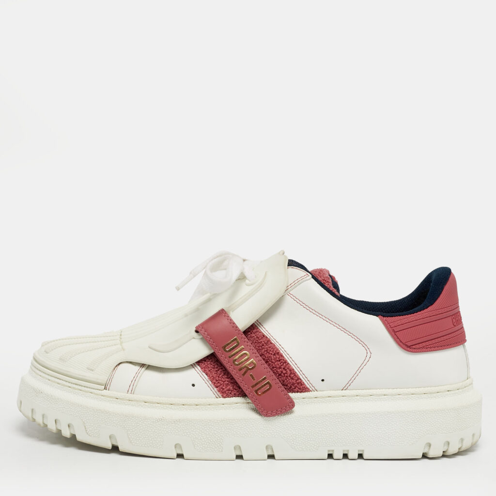 Dior ID Size 39 White/Pink Leather and Rubber Sneakers