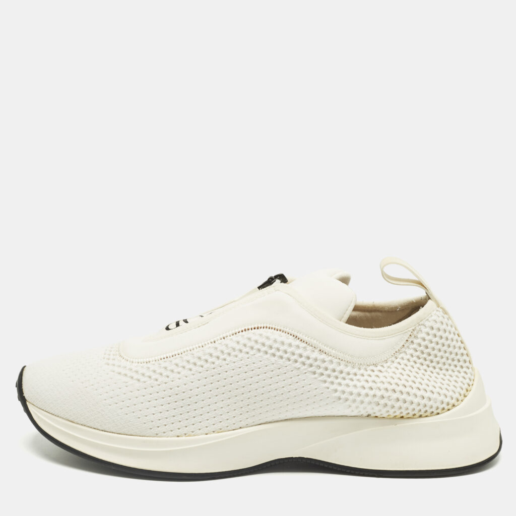 Dior B25 Size 41 White Knit Fabric Slip On Sneakers Dior B25 Size 41 White Knit Fabric Slip On Sneakers