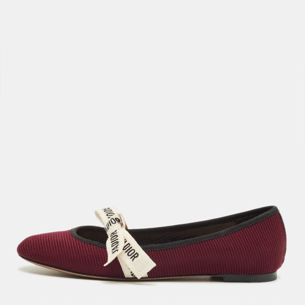 Dior J'Adior Size 36.5 Burgundy Fabric Ballet Flats Dior J'Adior Size 36.5 Burgundy Fabric Ballet Flats