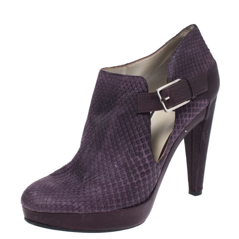 Dior Purple Python Leather And Embossed Leather Platform Ankle Booties Size 40 Dior Purple Python Leather And Embossed Leather Platform Ankle Booties Size 40