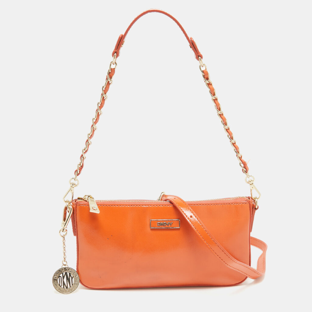 DKNY Orange Patent Leather Crossbody Bag DKNY Orange Patent Leather Crossbody Bag