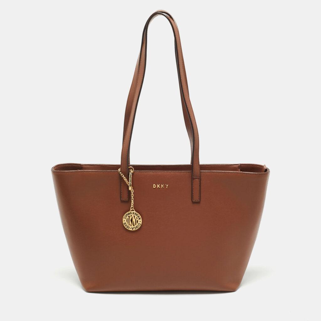 luxury-women-dkny-used-handbags-p1169300-007-1.jpg DKNY Brown Textured Leather Bryant Tote