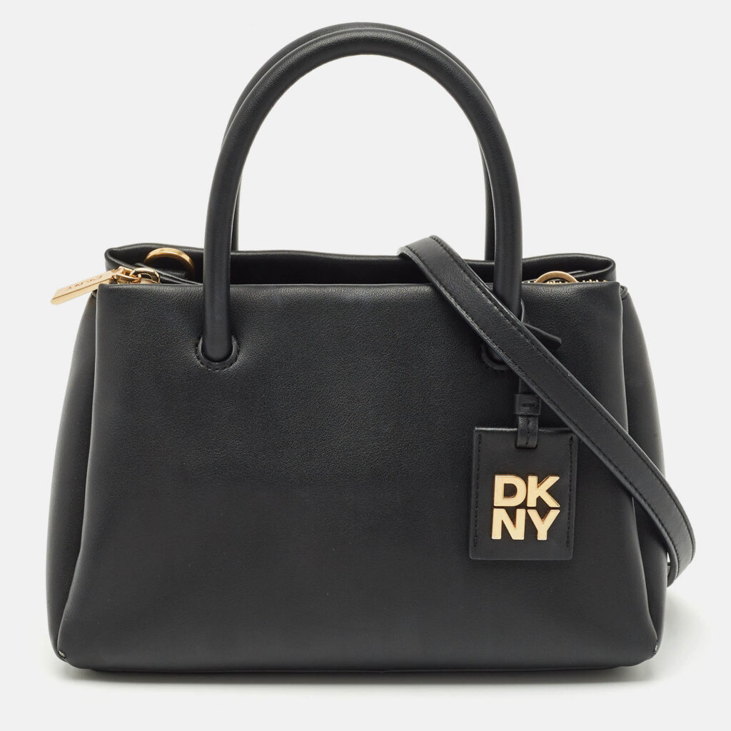 DKNY Black Leather Small Dixie Tote DKNY Black Leather Small Dixie Tote