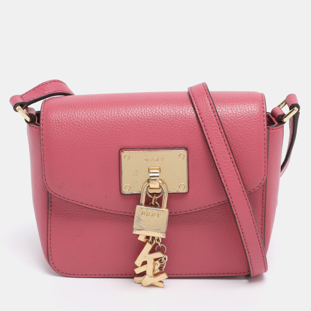 DKNY Pink Leather Small Elisa Crossbody Bag