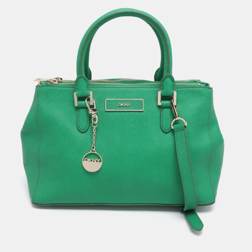 DKNY Green Saffiano Leather Robinson Double Zip Tote DKNY Green Saffiano Leather Robinson Double Zip Tote