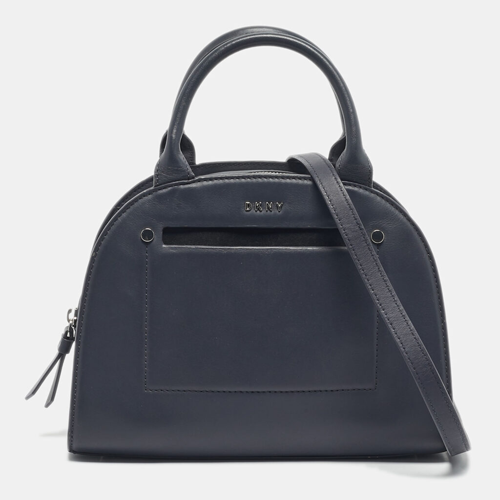 DKNY Blue Leather Logo Satchel DKNY Blue Leather Logo Satchel