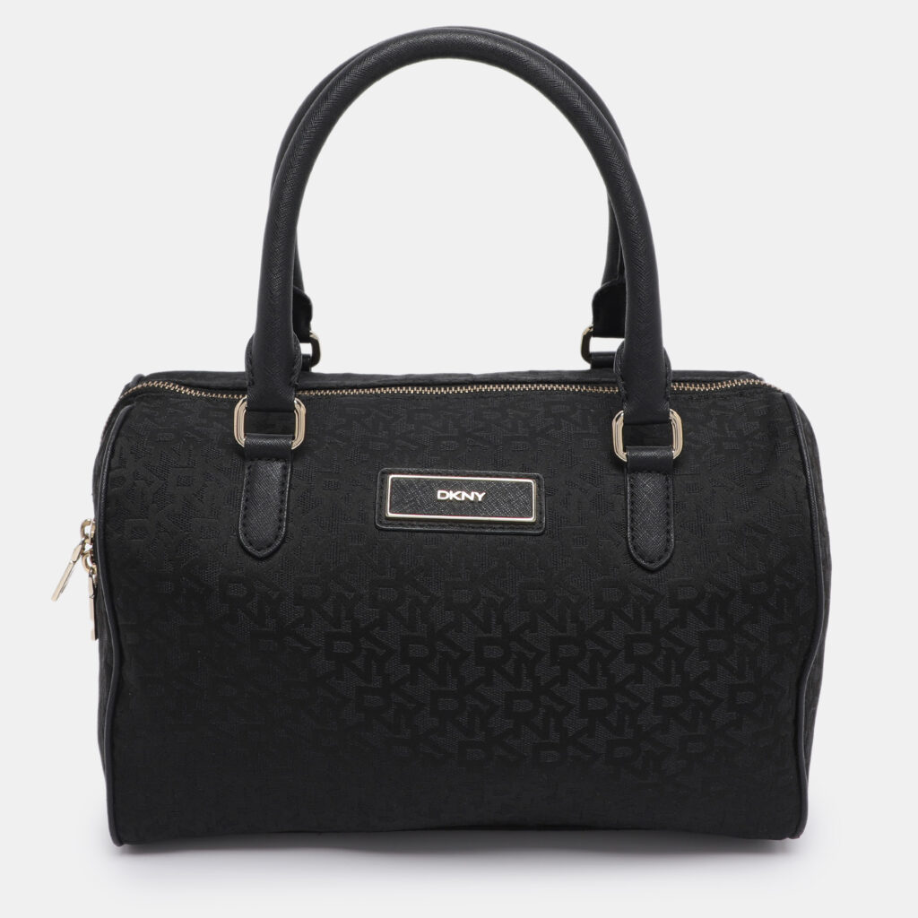 DKNY Black Canvas and Leather Satchel DKNY Black Canvas and Leather Satchel