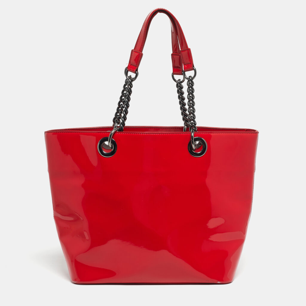 DKNY Red Patent Leather Chain Tote
