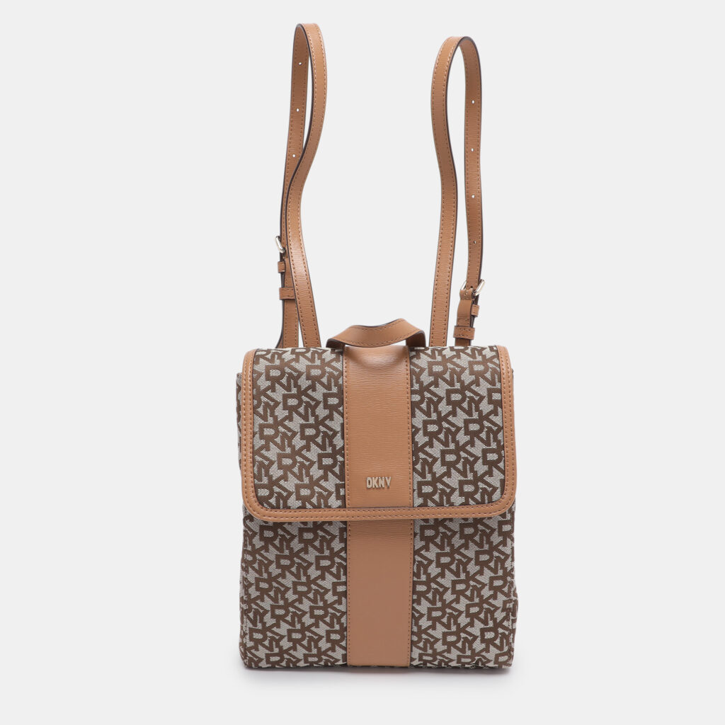 Dkny Beige Signature Canvas and Leather Backpack Dkny Beige Signature Canvas and Leather Backpack