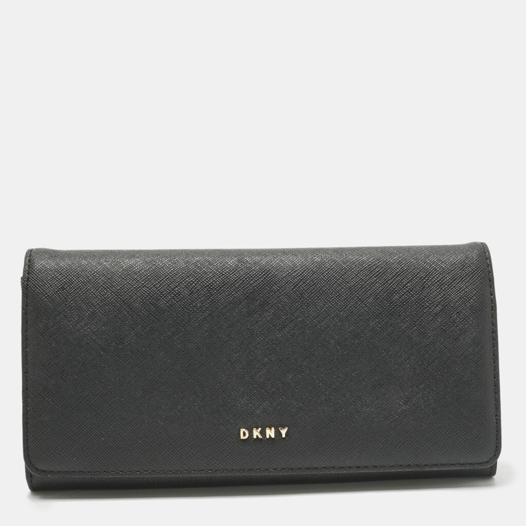 DKNY Black Leather Continental Flap Wallet DKNY Black Leather Continental Flap Wallet