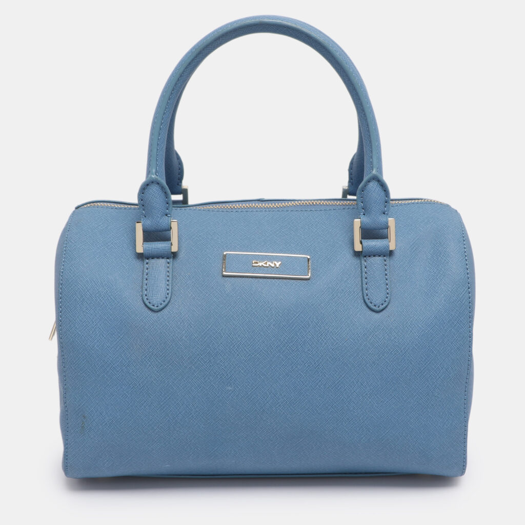DKNY Blue Saffiano Leather Boston Bag DKNY Blue Saffiano Leather Boston Bag
