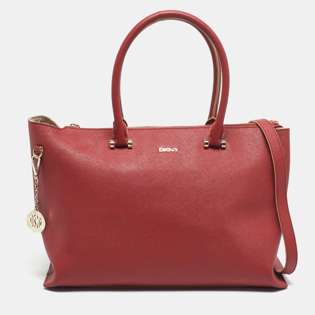 DKNY Red Leather Bryant Park Top Zip Tote DKNY Red Leather Bryant Park Top Zip Tote