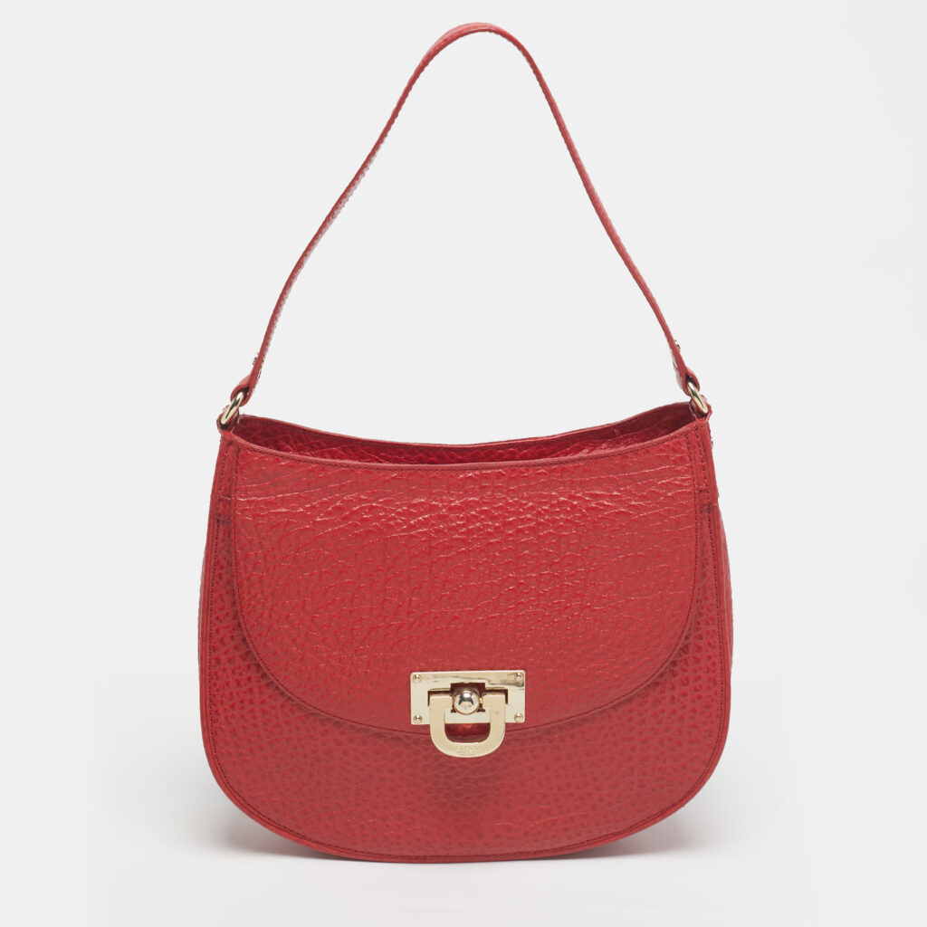 DKNY Red Pebbled Leather Shoulder Bag DKNY Red Pebbled Leather Shoulder Bag
