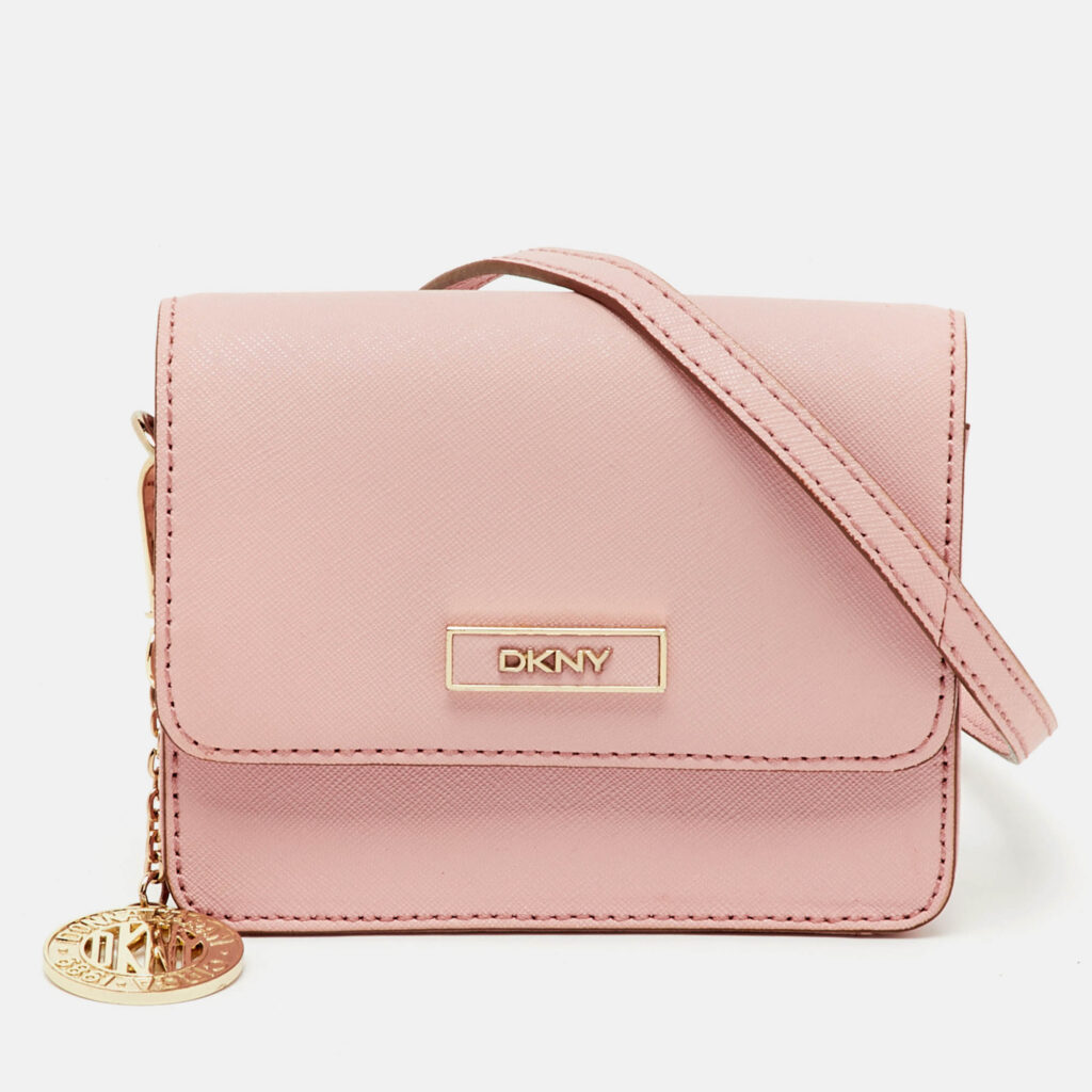 luxury-women-dkny-used-handbags-p1240971-013.jpg DKNY Light Pink Saffiano Leather Bryant Mini Crossbody Bag