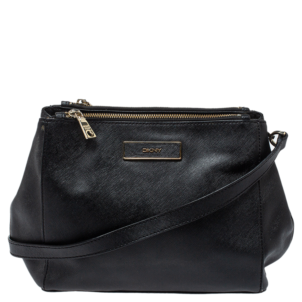 Dkny Black Leather Double Zip Shoulder Bag Dkny Black Leather Double Zip Shoulder Bag