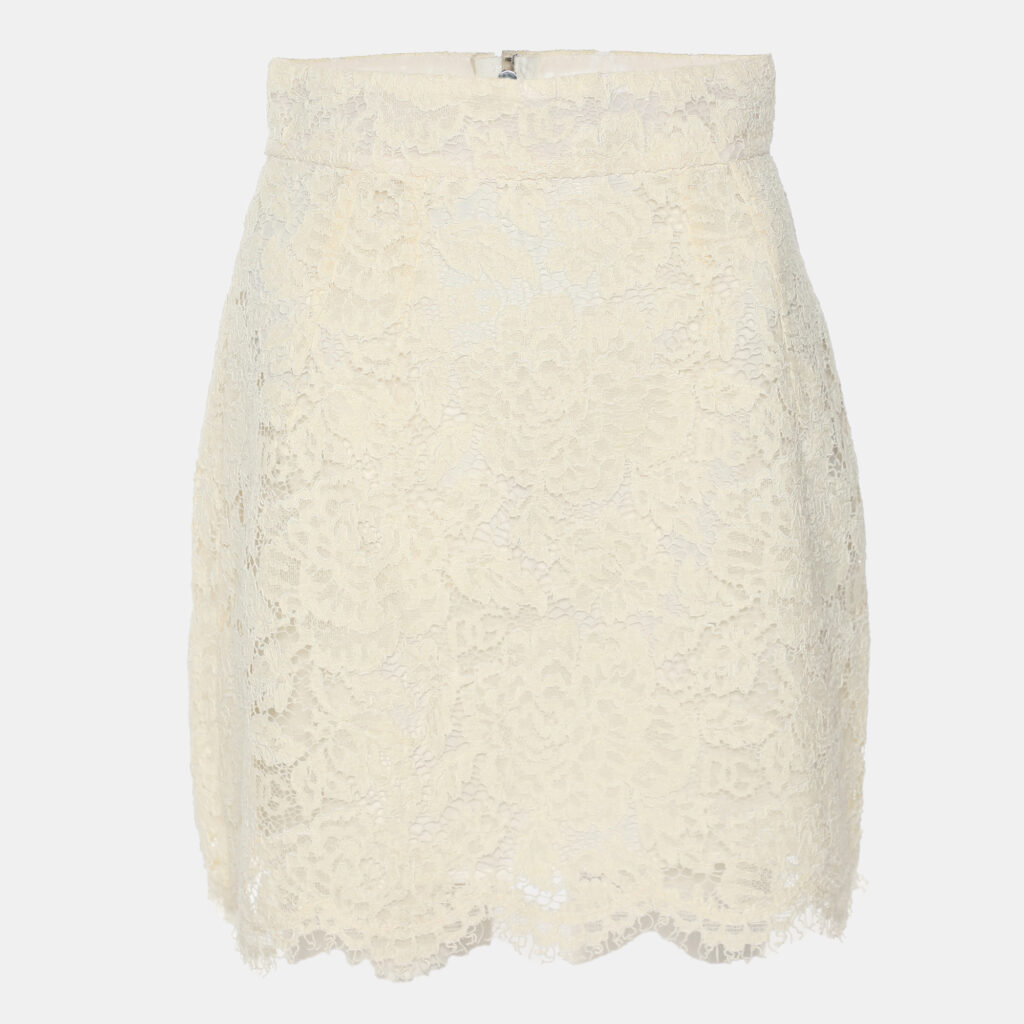 Dolce & Gabbana Cream Lace Mini Skirt S Dolce & Gabbana Cream Lace Mini Skirt S