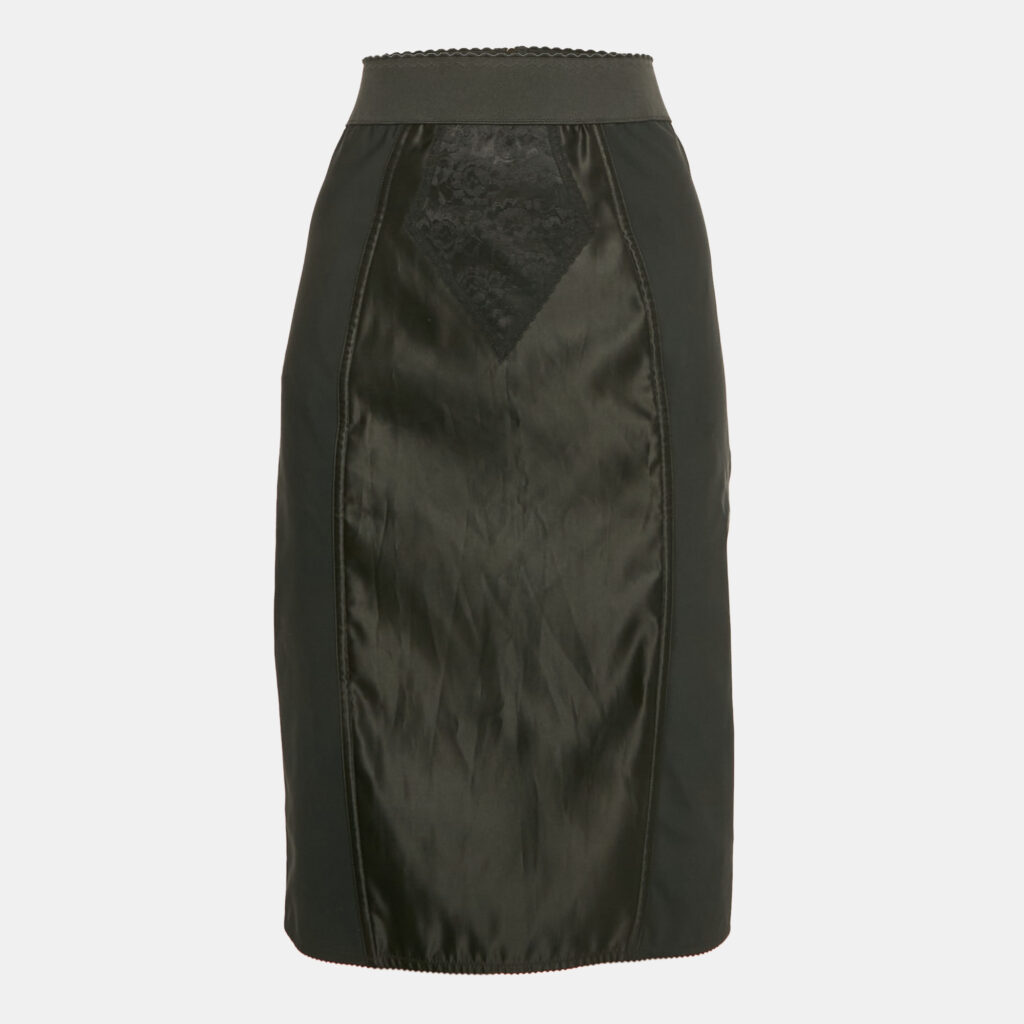 Dolce & Gabbana Black Stretch Crepe and Satin Pencil Skirt M Dolce & Gabbana Black Stretch Crepe and Satin Pencil Skirt M