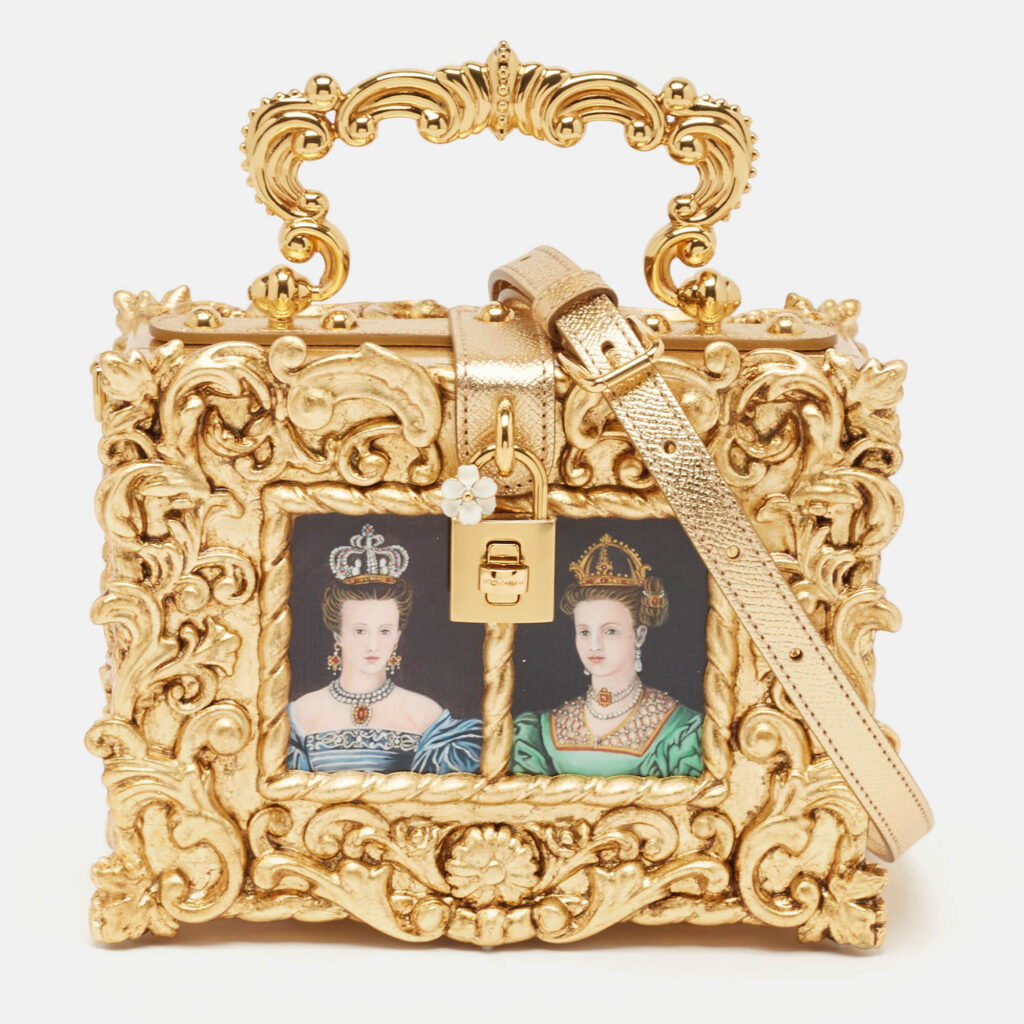 luxury-women-dolcegabbana-new-handbags-p1096976-012-1.jpg Dolce & Gabbana Gold Acrylic and Leather Regine Dolce Box Top Handle Bag