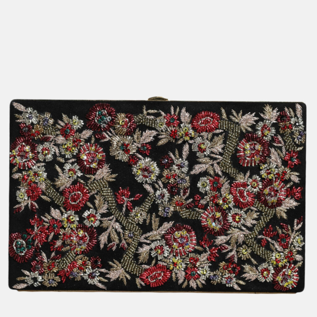 Dolce & Gabbana Floral Gold Frame Multicolor Fabric Clutch Evening Purse Bag Dolce & Gabbana Floral Gold Frame Multicolor Fabric Clutch Evening Purse Bag