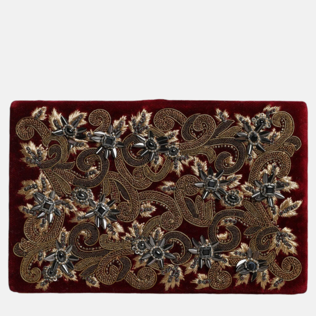 Dolce & Gabbana Gold Frame Red Velvet Clutch Evening Purse Bag Dolce & Gabbana Gold Frame Red Velvet Clutch Evening Purse Bag