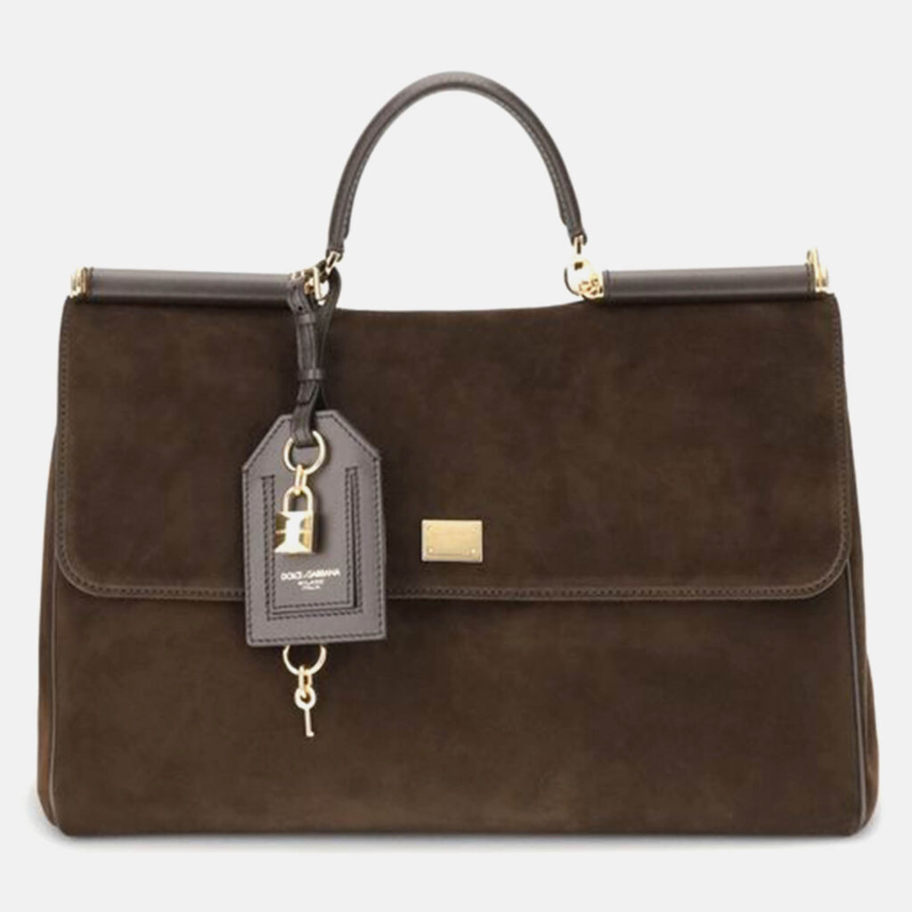Dolce & Gabbana Sicily Brown Suede Handbag