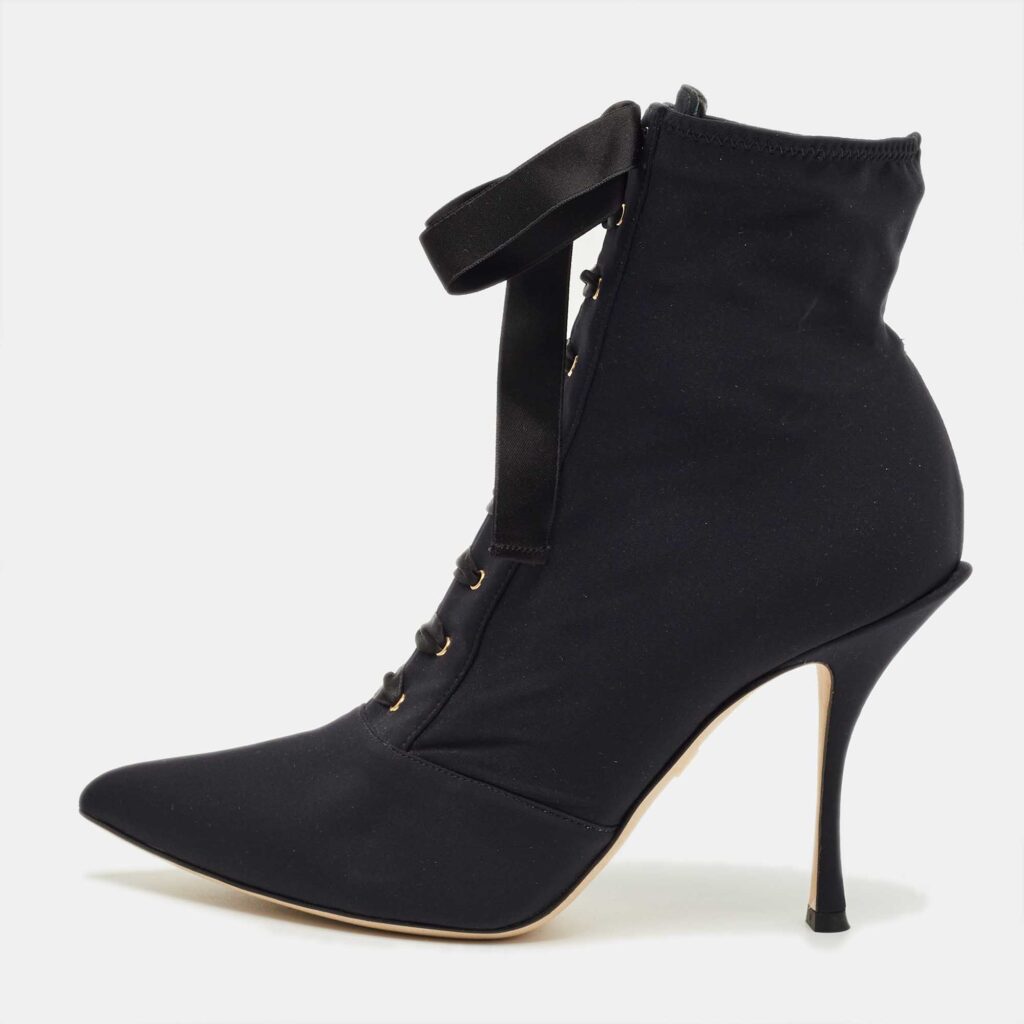 Dolce & Gabbana Black Jersey Lori Lace Up Booties Size 39