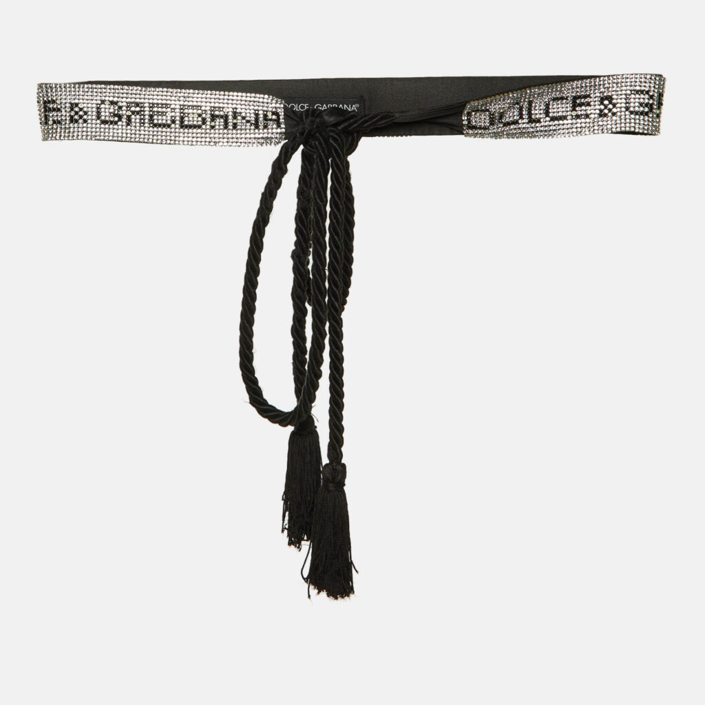 Dolce & Gabbana Black Crystal Logo Waist Belt Dolce & Gabbana Black Crystal Logo Waist Belt