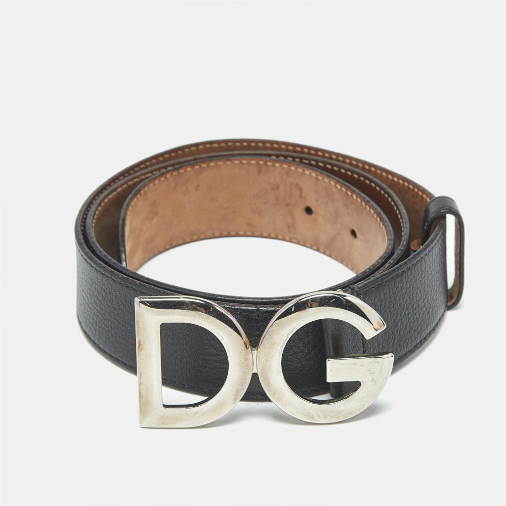 Dolce & Gabbana Black Leather DG Logo Buckle Belt 85CM Dolce & Gabbana Black Leather DG Logo Buckle Belt 85CM